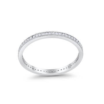 Full Eternity Stackable Band Rings Simulated CZ 925 Sterling Silver